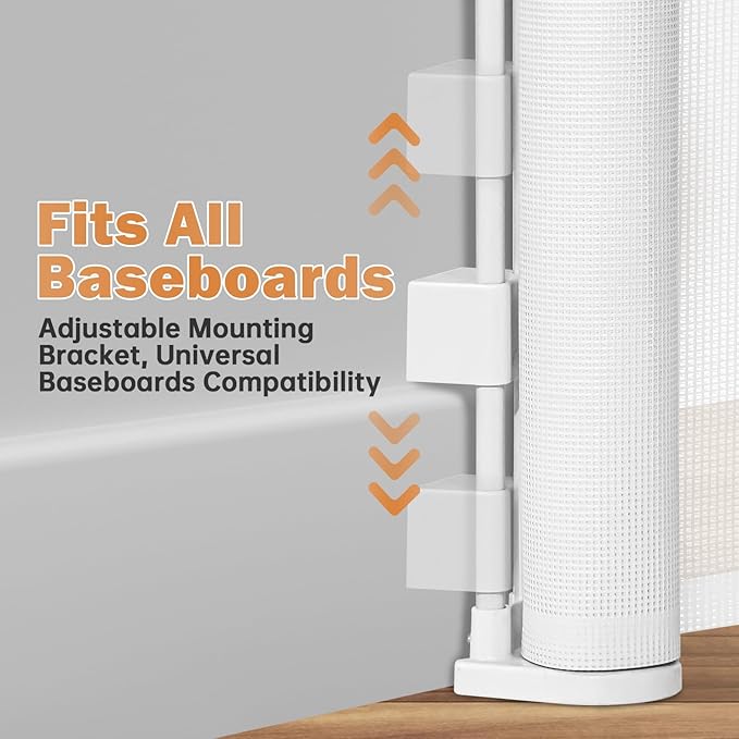 Retractable Baby Gates for Stairs, 78" Extra Wide Retractable Dog Gate with Support Rods for The House, 42" Extra Tall Baby Safety Gates Pet Gate for Doorways, Hallways, Indoor, Outdoor