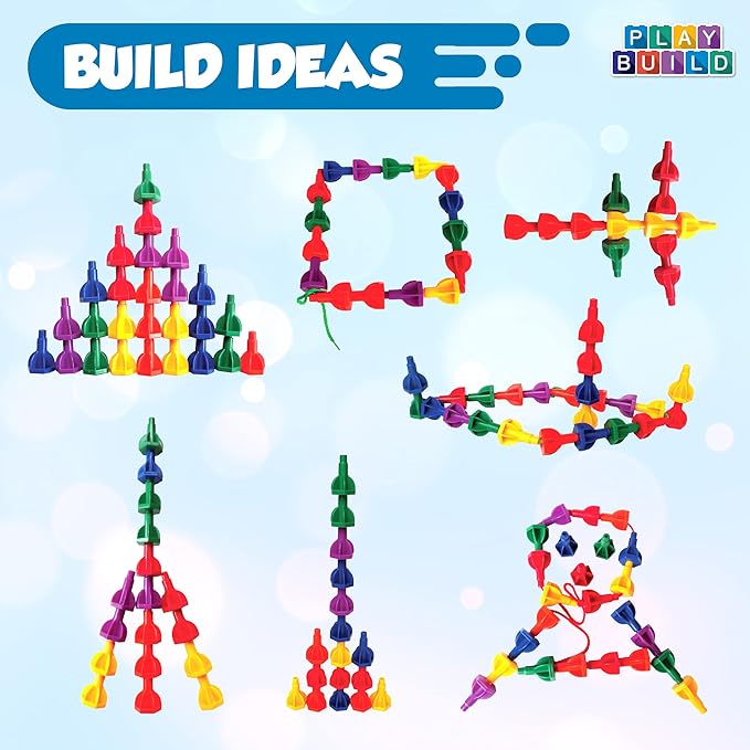 Rainbow Pegs and Board Deluxe 200pc Set, Montessori Baby Toys, Stacking and Lacing Pegs, Baby and Toddler Toys, Play and Learn STEM Toy, Fine Motor Skills, Ages 3+