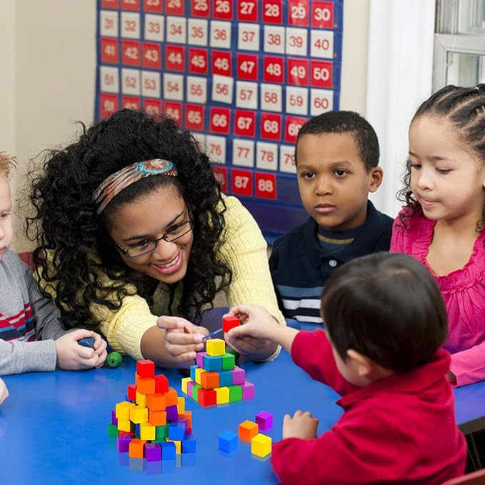 Cube Blocks, 200 Pack Colorful Square Wooden Building Blocks, Baby Shower Decorating Cubes, Puzzle Making and DIY Craft