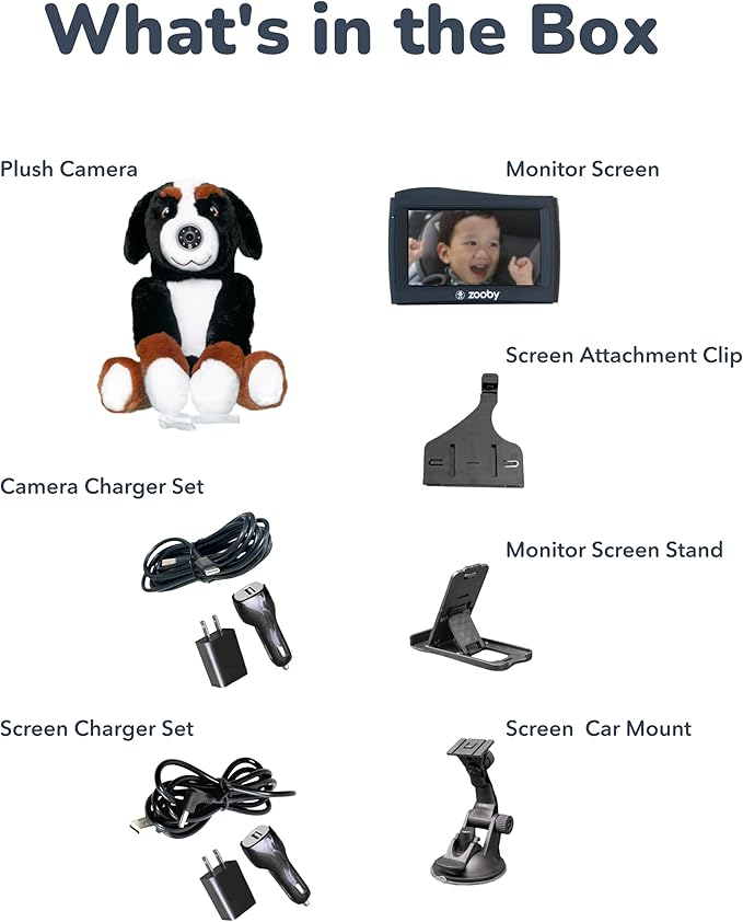 zooby Car Baby Monitor Helps Reduce Distracted Driving! Our Cuddly Plush Monitor That Babies Love Serves as a Soothing Companion for Baby so You Can Drive with Complete Peace of Mind - Cooper Canine
