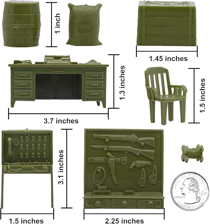 BMC Classic Marx Military Base Camp - 44pc Plastic Army Men Playset Accessories