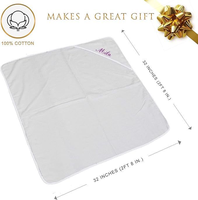 My Personal Memories Customized Baby Hooded Bath Towel - Monogrammed for Girl and Boy - Embroidered (White)