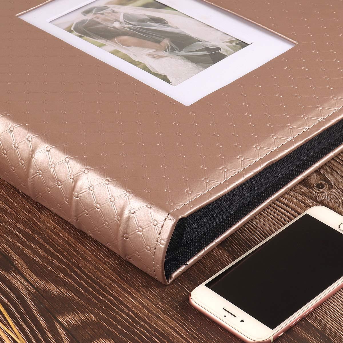 RECUTMS Photo Album 4x6 Holds 500 Photos Black Inner Page Button Grain Leather Larger Capacity Horizontal and Vertical Photos Wedding Pictures Album Birthday Christmas Baby Family Photo Book(Brown)