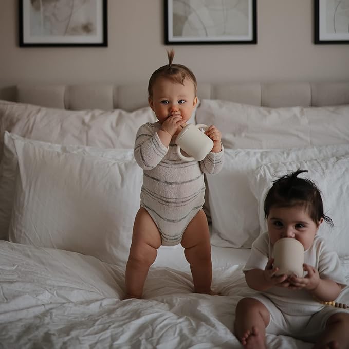 mushie 100% Silicone Training Cup & Straw for Toddlers | 6 Months+ (Ivory)