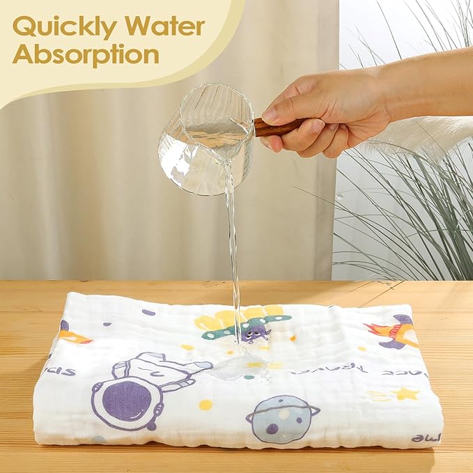 Baby Bath Towels 100% Muslin Cotton Hooded Baby Towels 2 Pack Shower Gifts for Newborn, Infant, Toddler, Kids,Super Soft and Absorbent, Large 35x35Inches