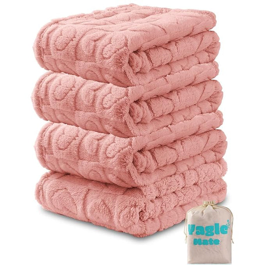 4 Pcs Baby Blankets,Fleece Checkered Blanket, Fluffy Small Crib Blankets for Girls, Toddler Receiving Blankets 30×40 Sakura Pink