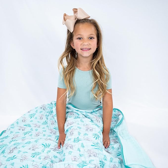 LollyBanks Muslin Baby Blanket 100% Organic Cotton, Muslin Quilt Lightweight, 6 Layers Soft Blanket Neutral, 47"x 47" Toddler Blankets for Girls and Boys, Nursery Receiving Blankets (Elephant Print)