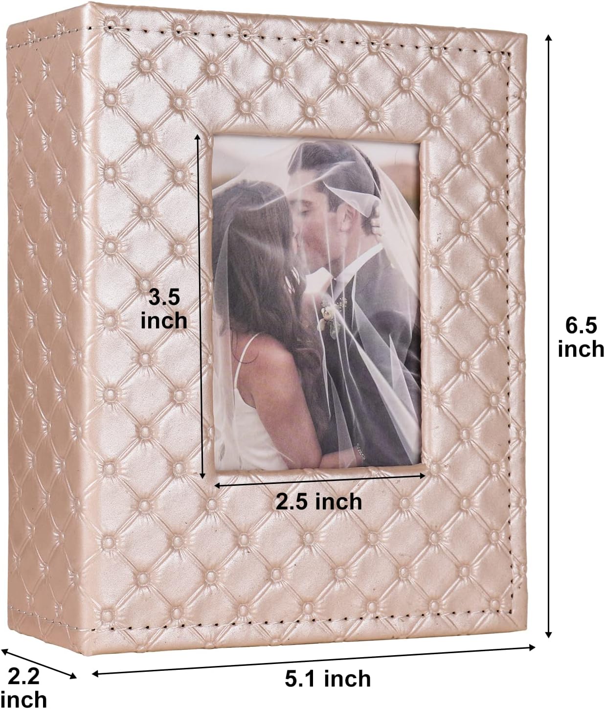 RECUTMS Photo Album 4x6 100 Pockets Photos, Button Grain PU Leather Photo Books Small Picture Album for Baby Family Wedding Christmas Photo Albums Holds 100 Vertical Photos （Pink）