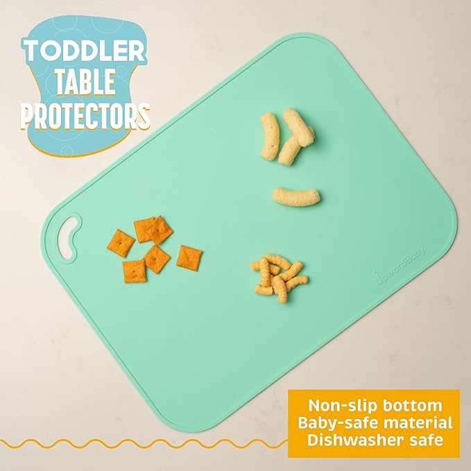 UpwardBaby Silicone Placemats for Toddlers - Suction Baby Placemat for Restaurants & Home - Set of 2 - Kids Placemat for Dining Table-Washable Wipeable Nonslip BPA-Free Placemats for Kids