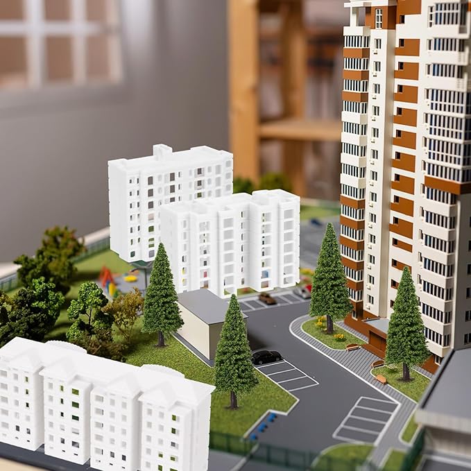 TOYANDONA Miniature Building Model Set 4Pcs Plastic Apartment Building Ornaments for Sand Table DIY Mini City Landscape Decoration Compact and Lightweight for Architectural Scenes