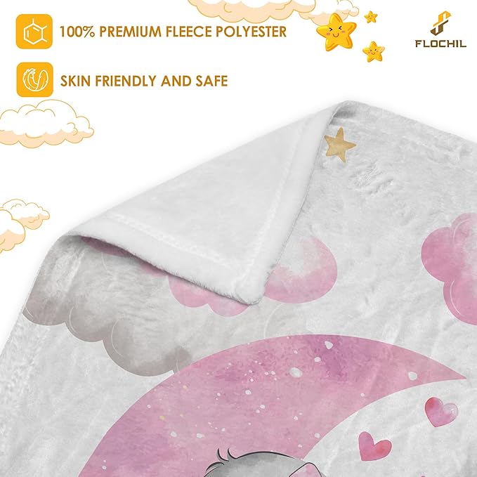 FLOCHIL Personalized Baby Blankets, Custom Baby Blanket - Baby Blanket with Name for Girls, Best Gift for Newborn Elephants Plush Fleece (30x40)