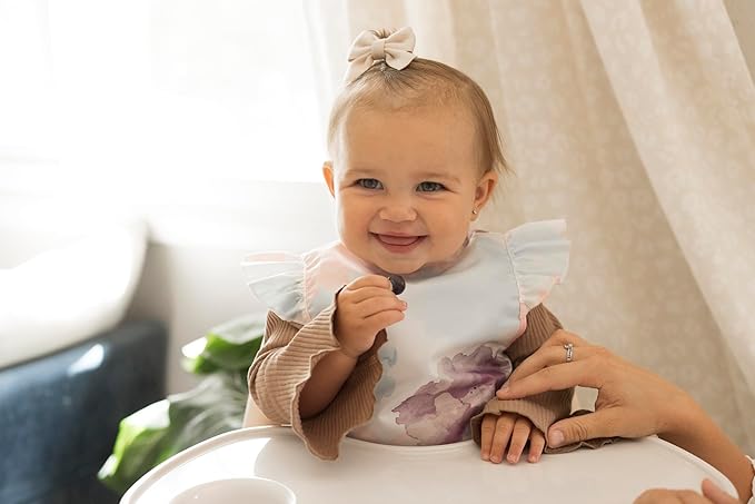 Tiny Twinkle Short Sleeve Apron Baby & Toddler Bib for Girls – Waterproof, Mess-Proof Bibs for Eating & Feeding, Machine Washable,Perfect Holiday Gift (Cotton Candy, 6–24M)