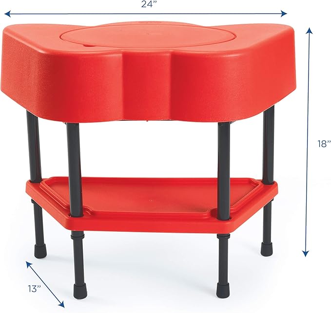 Children's Factory AFB5100PR Toddler Sensory Table with Lid, Adjustable Height Sand & Water Indoor/Outdoor Play Equipment for Kids Playroom/Homeschool/Classroom, Red
