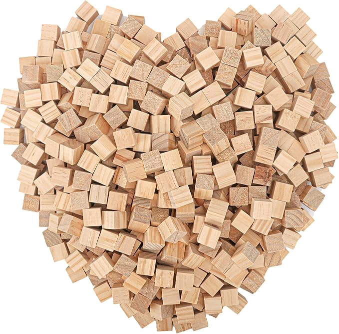 1000 PCS Premium 0.79 Inch Wooden Cubes, Natural Pine Wood Cubes for Crafts, Wood Blocks Ready for Artistic DIY Projects-Unleash Creativity with Blank Wood Blocks