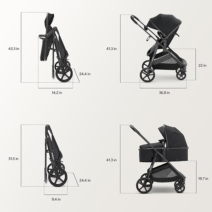 Mompush Wiz 2 in 1 Baby Stroller with Bassinet Mode, Convertible Infant Stroller for Newborn and Toddler with Reversible Seat and Large UPF 50+ Canopy