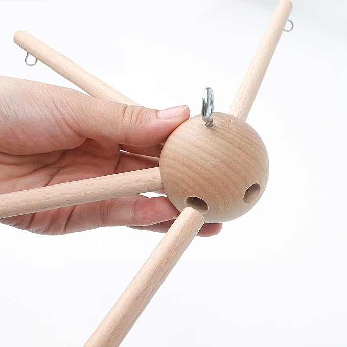 DIY Baby Mobile Kit, Hanging Frame Hanger for Crib, Decorative Natural Wooden Wind Chime Equipment for Infant Boy Girl Home Nursery Bedroom Ceiling Wall Balcony, Craft, Toy Bell Accessories Decor, N