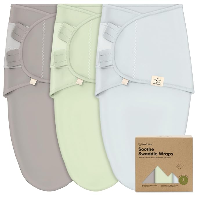 KeaBabies 3-Pack Organic Baby Swaddle Sleep Sacks - Swaddles for Newborns, Infant 0-3 Months, Baby Girls, Boys, Soft & Snug Newborn Sleep Sack, Nursery Swaddling Blankets (Ripple)