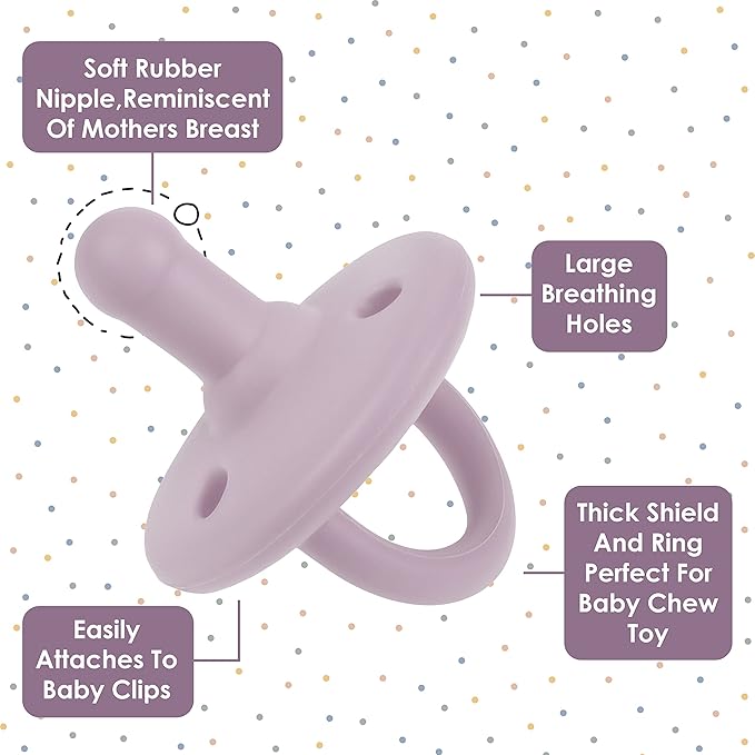 Sweet Child Pacifiers 0-18 Months, Set of 6 Ultra-Light Silicone Binkies with Collapsible Handle & 3 Air Holes for Added Safety, Best Newborn Pacifiers for Baby Boys Or Girls