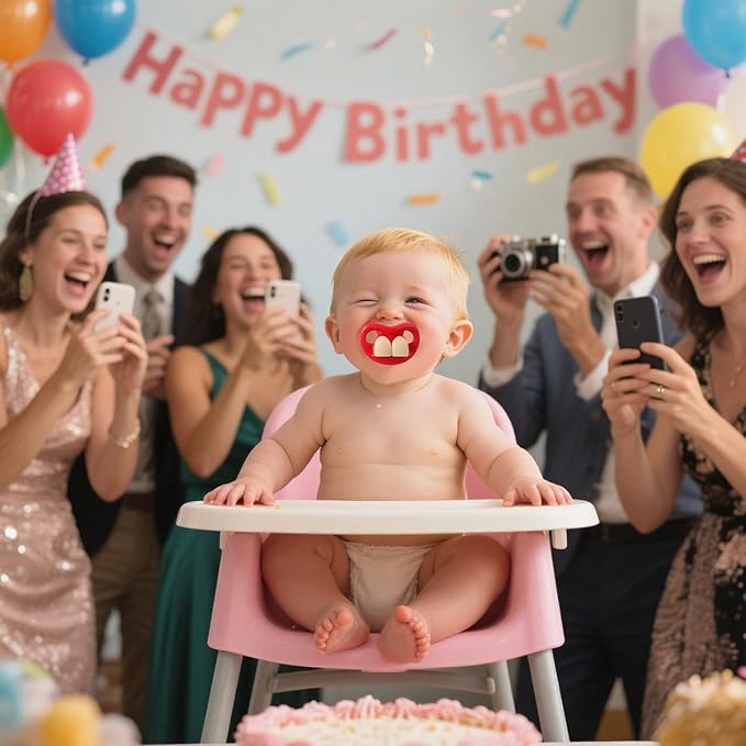 Funny Baby Pacifiers,Mustache Pacifiers for Babies 0-18 Months,Baby Teeth and Vampire Pacifier Funny Pacifiers for Boys and Girls BPA Free