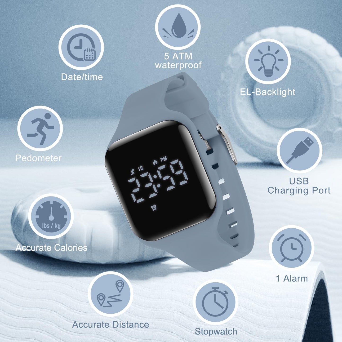 Kids Watches for Girls Boys Digital Sport Watch with Step Counter Pedometer Vibration Alarm Clock, No App Waterproof Fitness Tracker Kids Watch Boys Girls Teens Students Ages 5-16