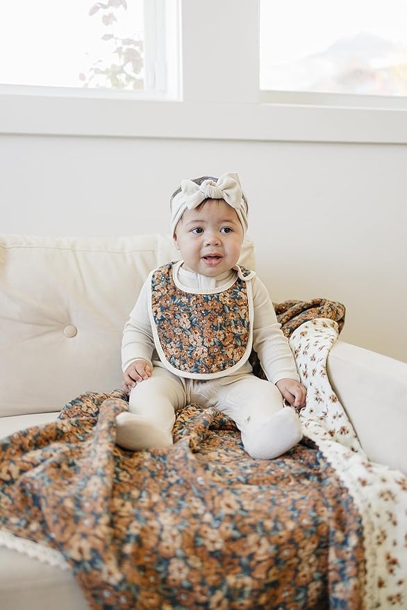 Mebie Baby Muslin Cotton Bib, 3 pack, Baby Bib Set for Burp, Spit Up, Drool, Bandana Bibs for Baby Boy or Baby Girl