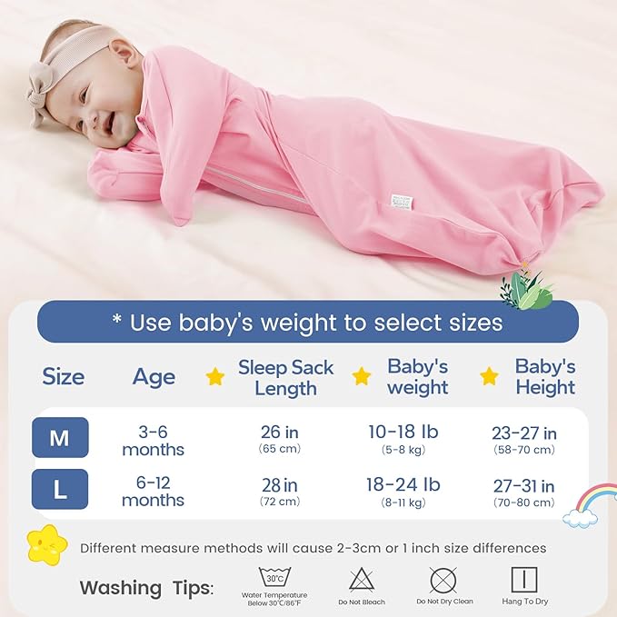 ZIGJOY Shark-Fin Transition Swaddle - 1.0 Tog Baby Sleep Sack Soft Cotton Transitional Swaddle Baby Wearable Blanket