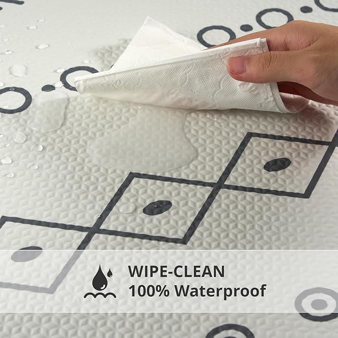 Baby Foam Play Mat for Floor, PIGLOG 72x48 Baby Crawling Mat, Puzzle Mats for Kids for Baby with Interlocking Tiles, Toddler Play Mat for Indoor and Outdoor, Easy to Clean Playroom Mat, Lines + Shapes