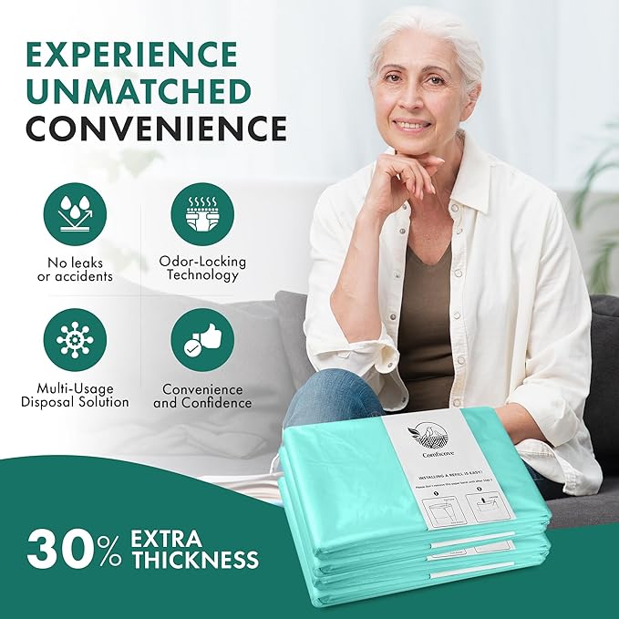 4 Pack Adult Diaper Liner Refills, Compatible with Janibell Akord 330 Model, Adult Diaper System to Eliminate Waste, Odor Resistant by Comficove
