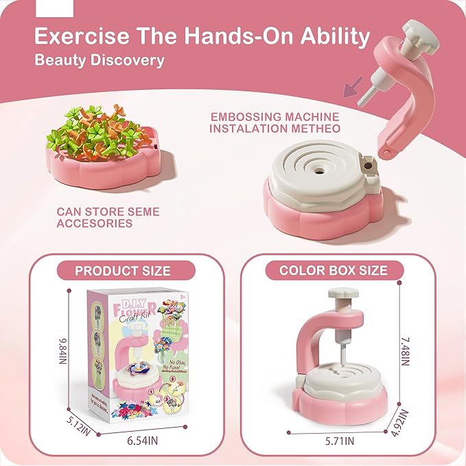 DIY Fabric Flower Bouquets Toys - Arts and Crafts for Kids 4 5 6 7 8, Arts & Crafts Flower Making Kit for Kids Girls, Educational Activity Toys for Girls Boys, 4 5 6 7 8 Year Old Girl Birthday Gifts