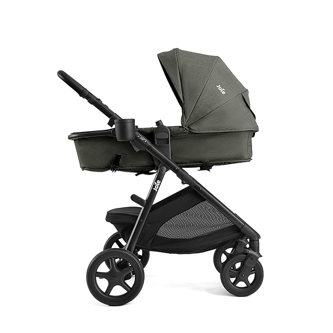 Joie Ginger 4-in-1 Convertible Pramette and Stroller, Height Adjustable seat, All-Wheel Suspension, Extra Storage – for Newborns and Toddlers (Evergreen)