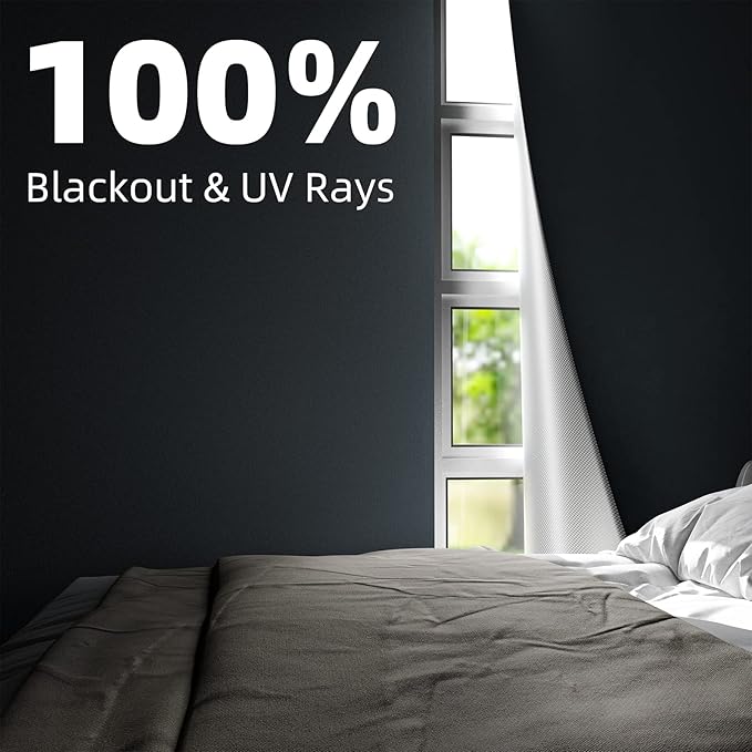 NIGHTON Portable Blackout Curtains 71"×57" Strong Hook and Loop Tape Strips with Adhesive,Blackout Shades That can be Cut,100% Blackout Material Window Blinds for Baby Nursery or Travel Use-GrayⅠ
