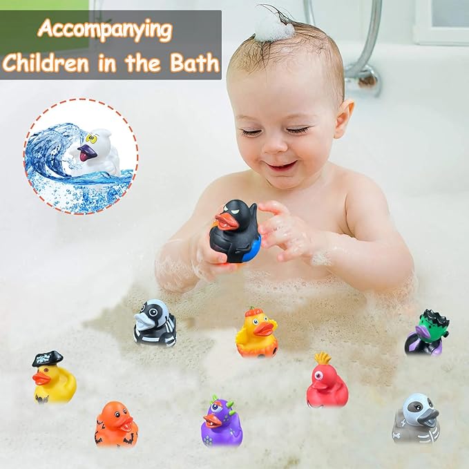 24 Pcs Halloween Rubber Ducks,Halloween Ducks Bath Toys for Kids,Halloween Party Favors Supplies,Goodie Bags Fillers Stuffers for Halloween Decor,Baby Showers,Birthday Gifts(Halloween)