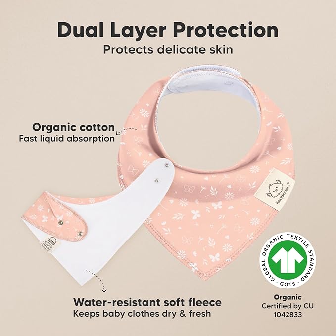 8-Pack Organic Baby Bandana Bibs for Girls - Super Absorbent Triangle Baby Bibs for Drooling and Teething Infant, 100% Cotton Extra Soft for Newborn, Infant 0-36 Months (Butterflies)