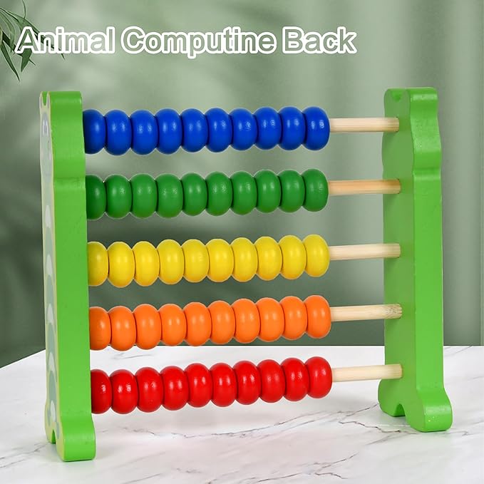 WNWLwooden Abacus Frame Learning Tool Growth Toy Beads Educational Counting Toy Abacus Math Thinking Abacus Counting Toy,for Preschool Learning, Learning Mathematics Abacus (Green Abacus)
