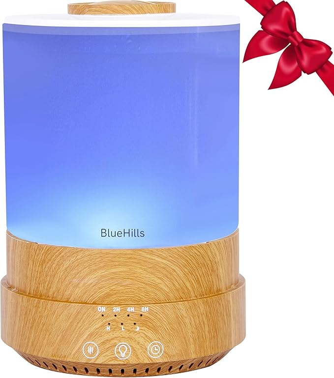 BlueHills Premium 2500 ML XL Essential Oil Diffusers for Large Room Aromatherapy Fragrance Diffuser Humidifier Combo High Mist Large air Diffuser for Essential Oils for Home Light Wood Grain F005