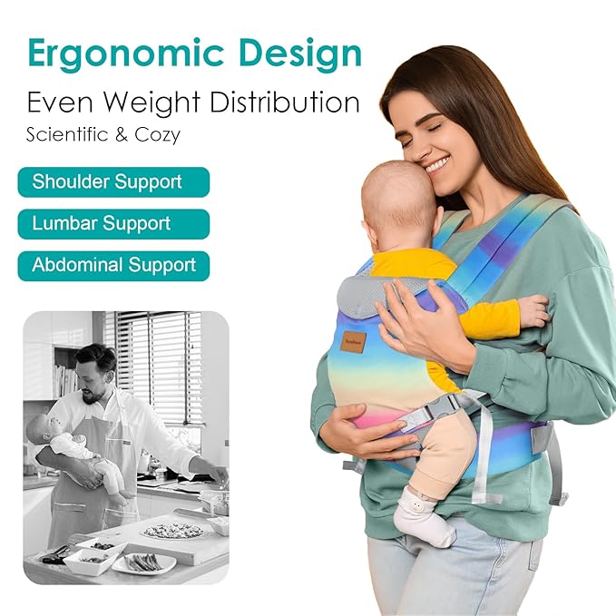 Baby Carrier, Ergonomic Adjustable Toddler Carriers for 7-33 Lbs, Cozy Lightweight Infant Carrier with Neck Support, Baby Chest Carriers with Lumbar Support for Parents (3-36 Months)