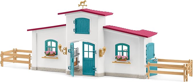 Schleich Horse Club - 115 PC Lakeside Riding Center Horse Toy Playset with Horses and Riders, Barn and Farm Figurine Accessories - Farm Toys for Girls and Boys - Realistic Kids Toys Ages 5+ | 42567
