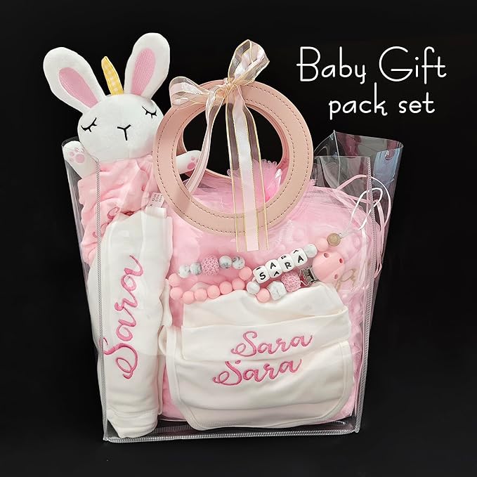 Personalized Baby Blankets for Girls and Boys, Custom Baby Blanket with Name, Embroidered Soft Minky Fleece Customized Nursery Blanket, Newborn Shower Christening Birthday Gift, 27 * 35 Inch