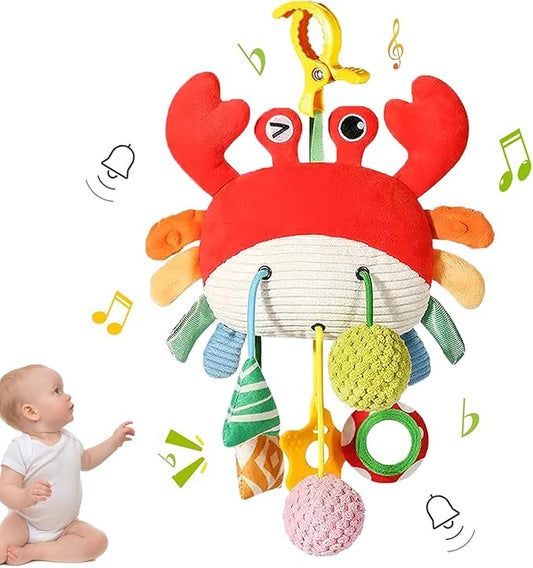 Baby Toys for 3 6 9 12 Months, Bassinet Toys for Infant & Toddlers, Crib Stroller Hanging Doll for Stimulating Baby’s Senses and Developing Motor Skills (Crab)