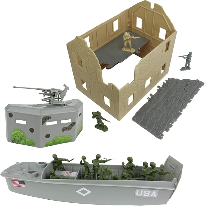 BMC WW2 D-Day Plastic Army Men - Invasion of Normandy 114pc Boxed Playset