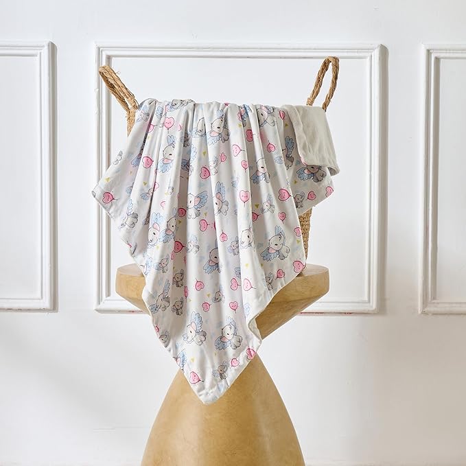 Baby Blanket 30x40 Inch Soft Double Layer Fleece Throw with Cute Grey Elephant Gender Neutral Crib Blanket for Infant, Toddler, Newborn Baby Girl or Boy Shower Gift