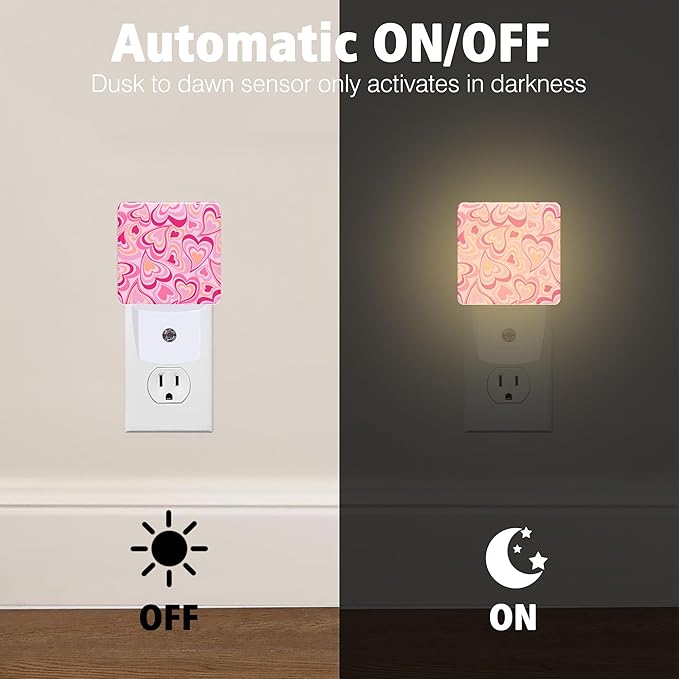 Love Heart Night Light Plug into Wall with Dusk to Dawn Light Sensors Valentine's Day Night Light LED Lamp for Bedroom Hallway Home Wall Decor Nightlight for Girls Boys Men Women