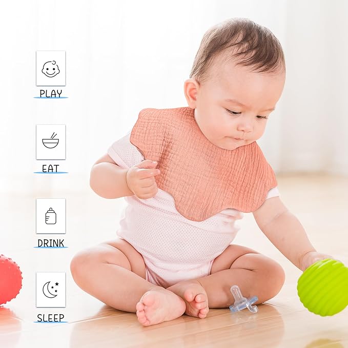 EllieHouse Baby Bibs for Girls Boys 10Pack Muslin Drool Teeth Drooling Teething Bibs Muslin Cotton for Infant Toddler