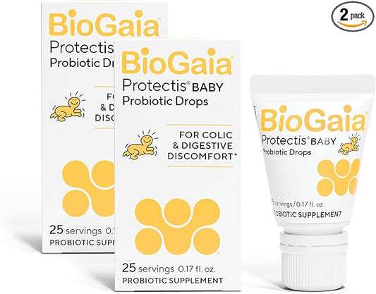 BioGaia Protectis Baby Probiotic Drops | Baby Essentials for Colic & Gas Relief | Safe for Newborns | Ease Crying, Fussing, Colic, Gas, Spit-ups & Constipation | No Dairy, Soy & Gluten | 5mL (2-Pack)