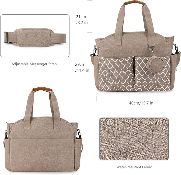 Lmbabter Diaper Bag Tote with Changing Station Upgrade Multi-Function Baby Bag with Adjustable Shoulder Strap