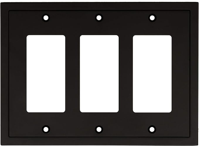 Modern Edge Decorative Wall Plate Switch Plate Outlet Cover, Durable Solid Zinc Alloy (Triple Decorator, Matte Black)