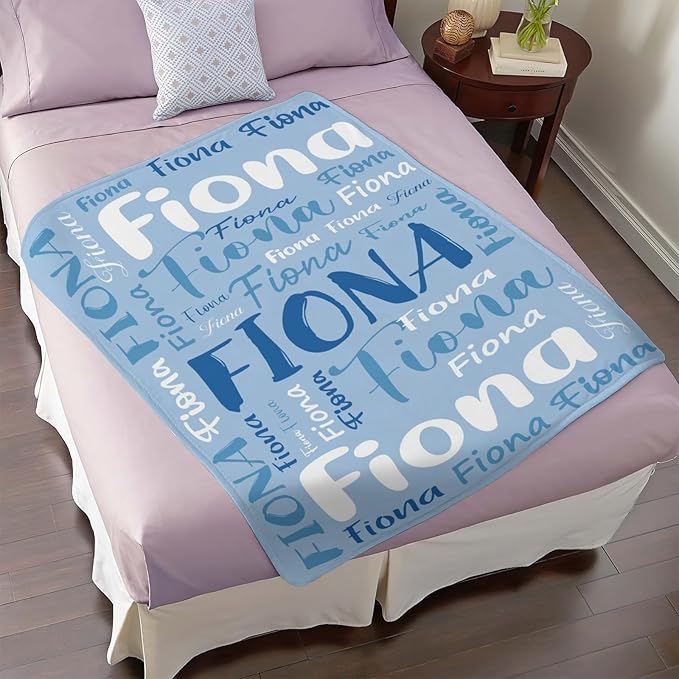 Personalized Custom Baby Blanket with Name for Girls Boys Kids Customized Flannel Blanket for Bed Nursery Room Baby Stroller