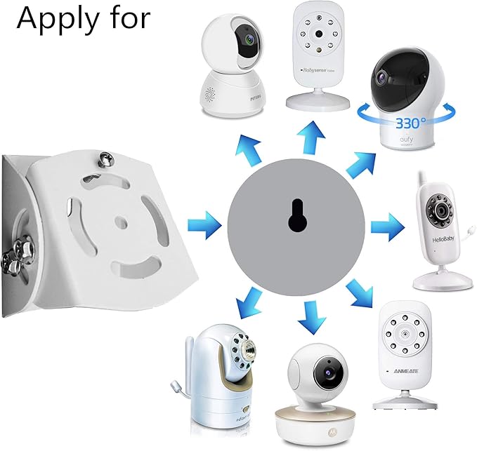 Baby Monitor Wall Mount for Infant Optics DXR-8,Adjustable Angle Mounting Brackets for Motorola,Babysense,HelloBaby and Most Universal Camera Stand Indoor Wide Angle Aluminum Alloy Material(White)