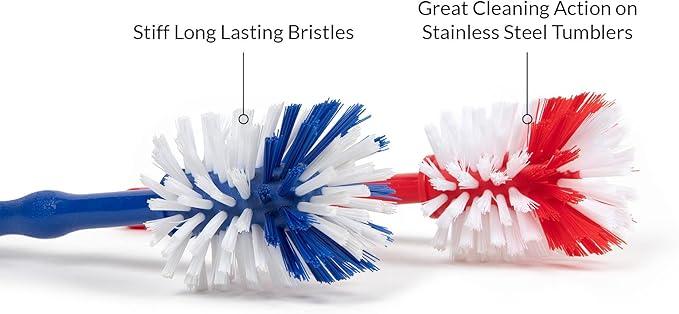 2 Pack - Bottle Brush/Cup Brush - Compatible with Yeti Tumblers, Hydro Flask Tumblers, Gatorade Water Bottles, Stanley Tumblers, RTIC Tumblers - Strong Bristles and Long Study Handle