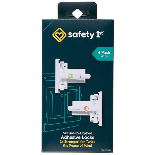 Safety 1st - Secure-to-Explore Adhesive Cabinet Locks Baby Proofing, Child Locks for Cabinets and Drawers (4 Locks), White